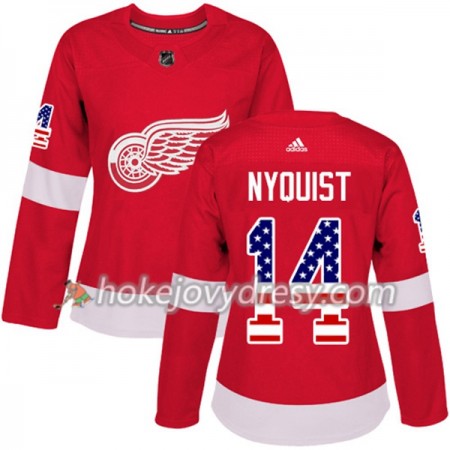Dámské Hokejový Dres Detroit Red Wings Gustav Nyquist 14 2017-2018 USA Flag Fashion Černá Adidas Authentic